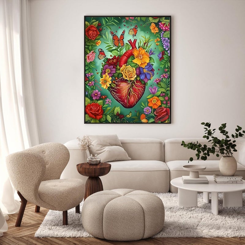 GEEHEIY Paint by Numbers Kit for Adults Beginner - Heart Adult Paint by Number Kits on Canvas, Flower DIY Acrylic Oil Number Painting for Adults, Perfect for Home Decor Gift 16x20 Inch - Image 2